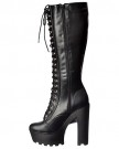 Ladies-Womens-Onlineshoe-Tall-Knee-High-Block-Heel-Platform-Military-Boot-Fully-Laced-Side-Zip-Faux-Suede-UK6-EU39-US8-AU7-Black-PU-0-3