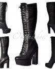Ladies-Womens-Onlineshoe-Tall-Knee-High-Block-Heel-Platform-Military-Boot-Fully-Laced-Side-Zip-Faux-Suede-UK6-EU39-US8-AU7-Black-PU-0-5
