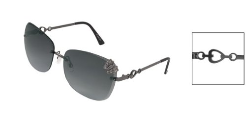 Lady Black Gradient Lens Metal Frame Single Bridge Leisure Sunglasses - Image 3