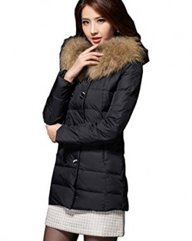 Lemontree-Womens-Winter-Double-breasted-Parka-Coat-Long-Thicken-Jacket-With-Faux-Fur-Collar-UK-size-L-Black-Khaki-Fur-0