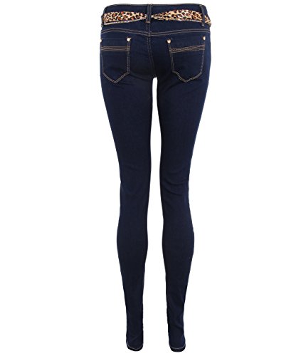Leopard Tie Belted Skinny Jeans (10,Navy) - Image 3
