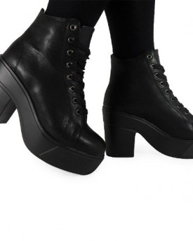 LoudLook-New-Womens-Ladies-Ankle-Lace-Up-Platform-High-Block-Heel-Work-Shoes-Boots-Size-6-0