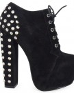 LoudLook-New-Womens-Ladies-Black-Stud-Lace-Up-Concealed-Platform-Block-Heel-Shoes-Boots-4-0-1