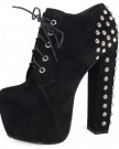 LoudLook-New-Womens-Ladies-Black-Stud-Lace-Up-Concealed-Platform-Block-Heel-Shoes-Boots-4-0-2