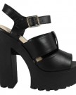 LoudLook-New-Womens-Ladies-Cleated-Sole-Platform-High-Block-Heel-Buckle-Peeptoe-Shoes-Size-7-0-1