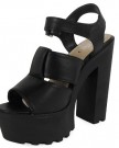 LoudLook-New-Womens-Ladies-Cleated-Sole-Platform-High-Block-Heel-Buckle-Peeptoe-Shoes-Size-7-0