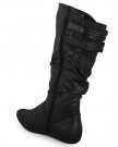 LoudLook-New-Womens-Ladies-Comfort-Buckle-Mid-Calf-Flat-Low-Heel-Pixie-Boots-Shoes-Size-3-4-5-6-7-8-UK-0-1