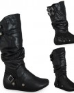 LoudLook-New-Womens-Ladies-Comfort-Buckle-Mid-Calf-Flat-Low-Heel-Pixie-Boots-Shoes-Size-3-4-5-6-7-8-UK-0-2