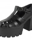 LoudLook-New-Womens-Ladies-T-Bar-High-Heel-Cutout-Tread-Cleated-Sole-Shoes-Chunky-Sandals-Size-8-0