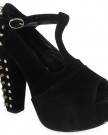 LoudLook-New-Womens-Ladies-T-Bar-Spikes-Block-High-Heel-Concealed-Platform-Shoes-Boots-Size-6-0-0