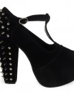 LoudLook-New-Womens-Ladies-T-Bar-Spikes-Block-High-Heel-Concealed-Platform-Shoes-Boots-Size-6-0-1