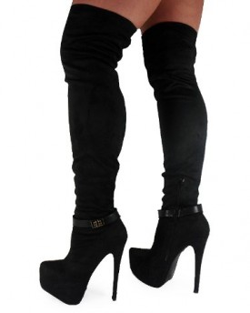 LoudLook-New-Womens-Ladies-Thigh-High-Stiletto-Heel-Platform-Going-Out-Pumps-Boots-Shoes-Size-6-0