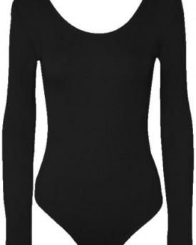 Lush-Clothing-B93-Long-Sleeve-Plain-Stretch-Bodysuit-Dance-Leotard-Top-Size-New-Black-SMUk-8-10-0