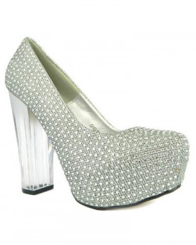 M1-Shelby-Womens-Clear-High-Block-Heel-Glitter-Diamante-Court-Shoes-6-UK-Si-0