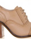 M1-Womens-Block-Heel-Brogue-Detail-Lace-Leather-up-Boots-Lined-Shoes-Taupe-0-1