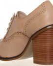 M1-Womens-Block-Heel-Brogue-Detail-Lace-Leather-up-Boots-Lined-Shoes-Taupe-0-4