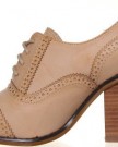 M1-Womens-Block-Heel-Brogue-Detail-Lace-Leather-up-Boots-Lined-Shoes-Taupe-0-5
