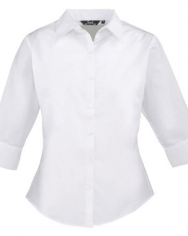 MAKZ-Premier-Workwear-Womens-Pr305-Business-Hospitality-Barwear--Sleeve-Poplin-Blouse-White-20-0