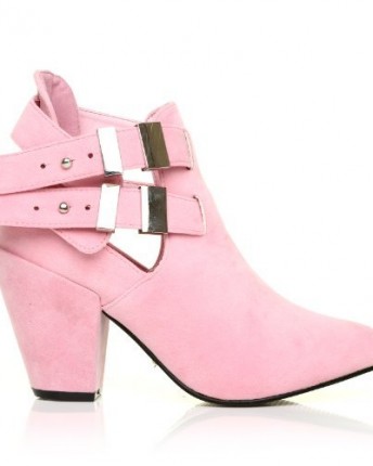 MARLEY-Baby-Pink-Faux-Suede-Block-High-Heel-Cut-Out-Shoe-Boots-Size-UK-4-EU-37-0