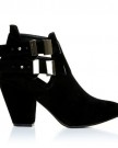 MARLEY-Black-Faux-Suede-Block-High-Heel-Cut-Out-Shoe-Boots-Size-UK-7-EU-40-0