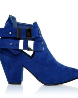 MARLEY-Electric-Blue-Faux-Suede-Block-High-Heel-Cut-Out-Shoe-Boots-Size-UK-7-EU-40-0