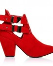 MARLEY-Red-Faux-Suede-Block-High-Heel-Cut-Out-Shoe-Boots-Size-UK-5-EU-38-0