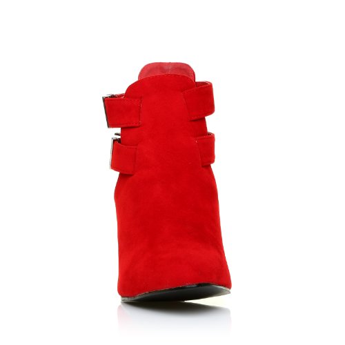 MARLEY Red Faux Suede Block High Heel Cut-Out Shoe Boots Size UK 5 EU 38 - Image 6