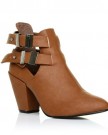 MARLEY-Tan-PU-Leather-Block-High-Heel-Cut-Out-Shoe-Boots-Size-UK-4-EU-37-0-0