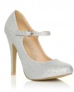MISCHA-Silver-Glitter-Stiletto-Very-High-Heel-Mary-Janes-Shoes-Size-UK-7-EU-40-0-0