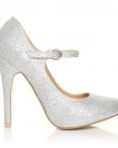 MISCHA-Silver-Glitter-Stiletto-Very-High-Heel-Mary-Janes-Shoes-Size-UK-7-EU-40-0