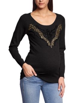 Mamalicious-Neel-Long-Sleeve-Stud-Womens-Top-Black-Medium-0