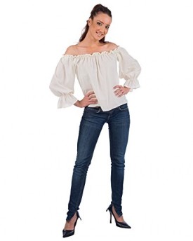 Medieval-Carmen-Pirate-Gypsy-Blouse-Natural-S-0