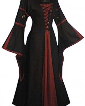 Medieval-LARP-Gothic-Lace-Up-Dress-RedBlack-XXXL-0
