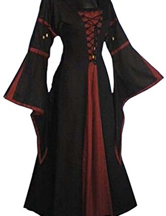 Medieval-LARP-Gothic-Lace-Up-Dress-RedBlack-XXXL-0