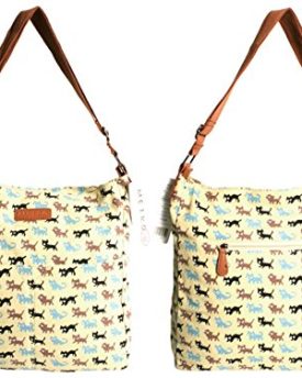 Metro-Cat-Patterned-Canvas-Shoulder-Bag-Green-0