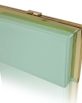 Mint-Green-Patent-Leather-light-gold-frame-Clutch-with-Dust-Bag-0