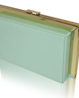 Mint-Green-Patent-Leather-light-gold-frame-Clutch-with-Dust-Bag-0