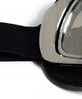 Motorcycle-goggles-black-mirrored-lenses-chrome-frame-Faux-leather-0-1