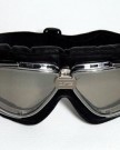 Motorcycle-goggles-black-mirrored-lenses-chrome-frame-REAL-LEATHER-0-0