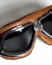 Motorcycle-goggles-brown-smoke-tinted-lenses-chrome-frame-REAL-LEATHER-0