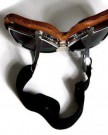 Motorcycle-goggles-brown-smoke-tinted-lenses-chrome-frame-REAL-LEATHER-0-3