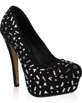 My1stWish-Womens-Studded-High-Stiletto-Heeled-Black-Faux-Suede-Shoes-Size-4-0