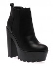 My1stwish-Womens-Cleated-Sole-Platform-High-Block-Heel-Boots-Black-PU-Size-6-0