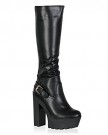 My1stwish-Womens-High-Block-Heel-Zip-Up-Platform-Elastic-Boots-Shoes-Black-Size-7-0-0