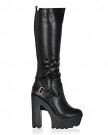 My1stwish-Womens-High-Block-Heel-Zip-Up-Platform-Elastic-Boots-Shoes-Black-Size-7-0-1