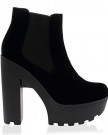 My1stwish-Womens-Platform-Elasticated-High-Block-Heel-Ankle-Boots-Black-Suede-Size-3-0-0