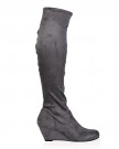 My1stwish-Womens-Zip-Up-Knee-High-Wedge-Heel-Boots-Grey-Suede-Size-6-0-1