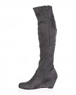 My1stwish-Womens-Zip-Up-Knee-High-Wedge-Heel-Boots-Grey-Suede-Size-6-0-2