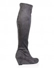 My1stwish-Womens-Zip-Up-Knee-High-Wedge-Heel-Boots-Grey-Suede-Size-6-0-3