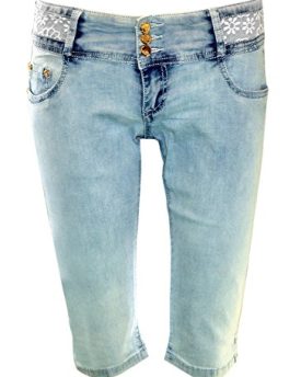 MyMixTrendz-Womens-Cropped-Denim-Button-Diamante-Side-Slit-Jean-XL-UK-14-EU-42-US-10-Lace-F7370-0